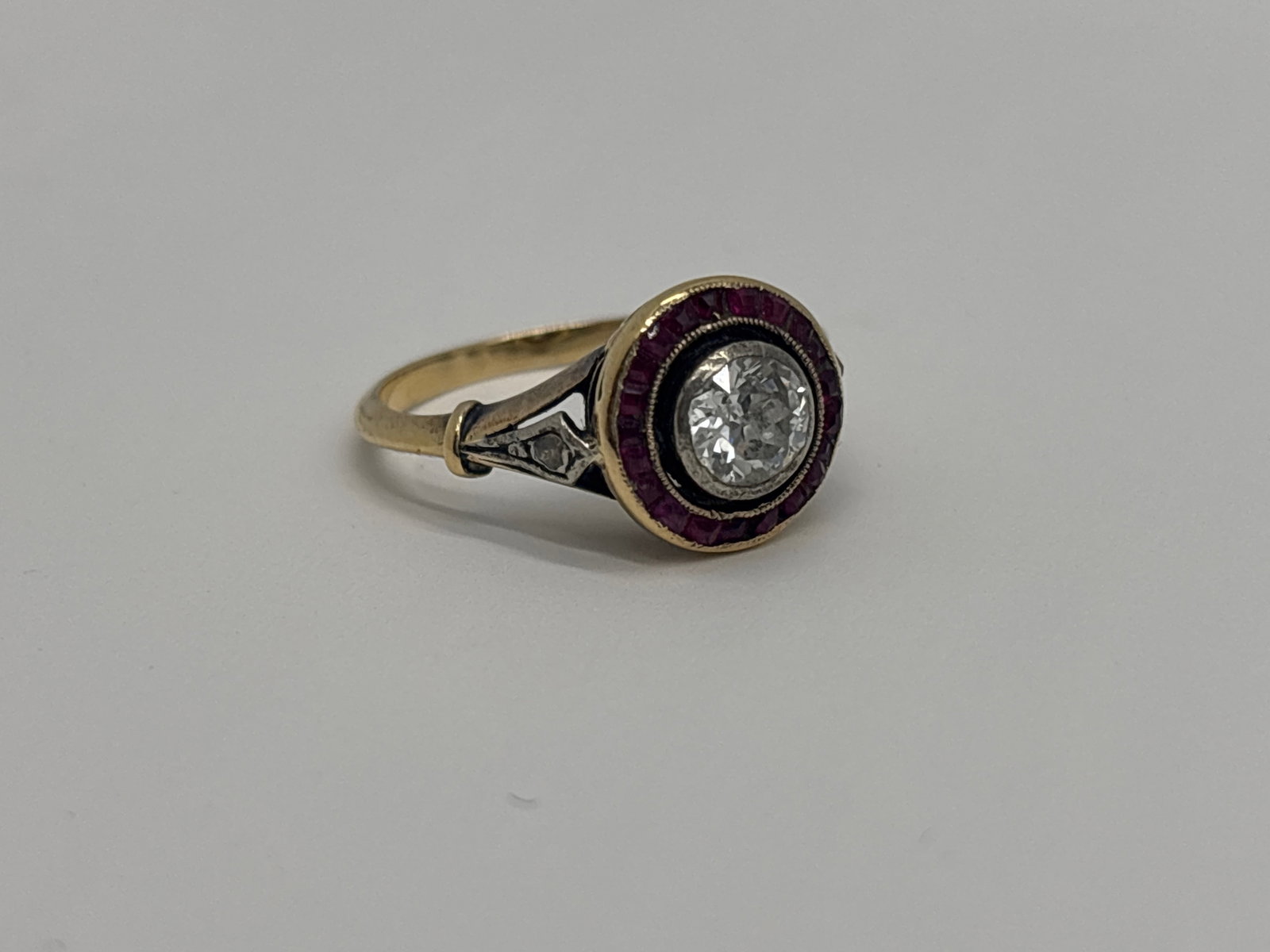 Art Deco Diamond and Ruby Target Ring - 4