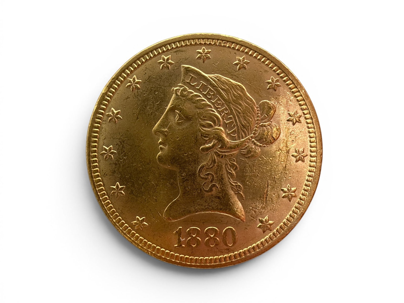 1880 Liberty Head Eagle $10 Gold Coin: An 1880 Liberty Head Eagle $10 Gold Coin. | You have additional shipping options, and are not required to use Live Shipping. Additional shipping and delivery details are available on our website: Brig