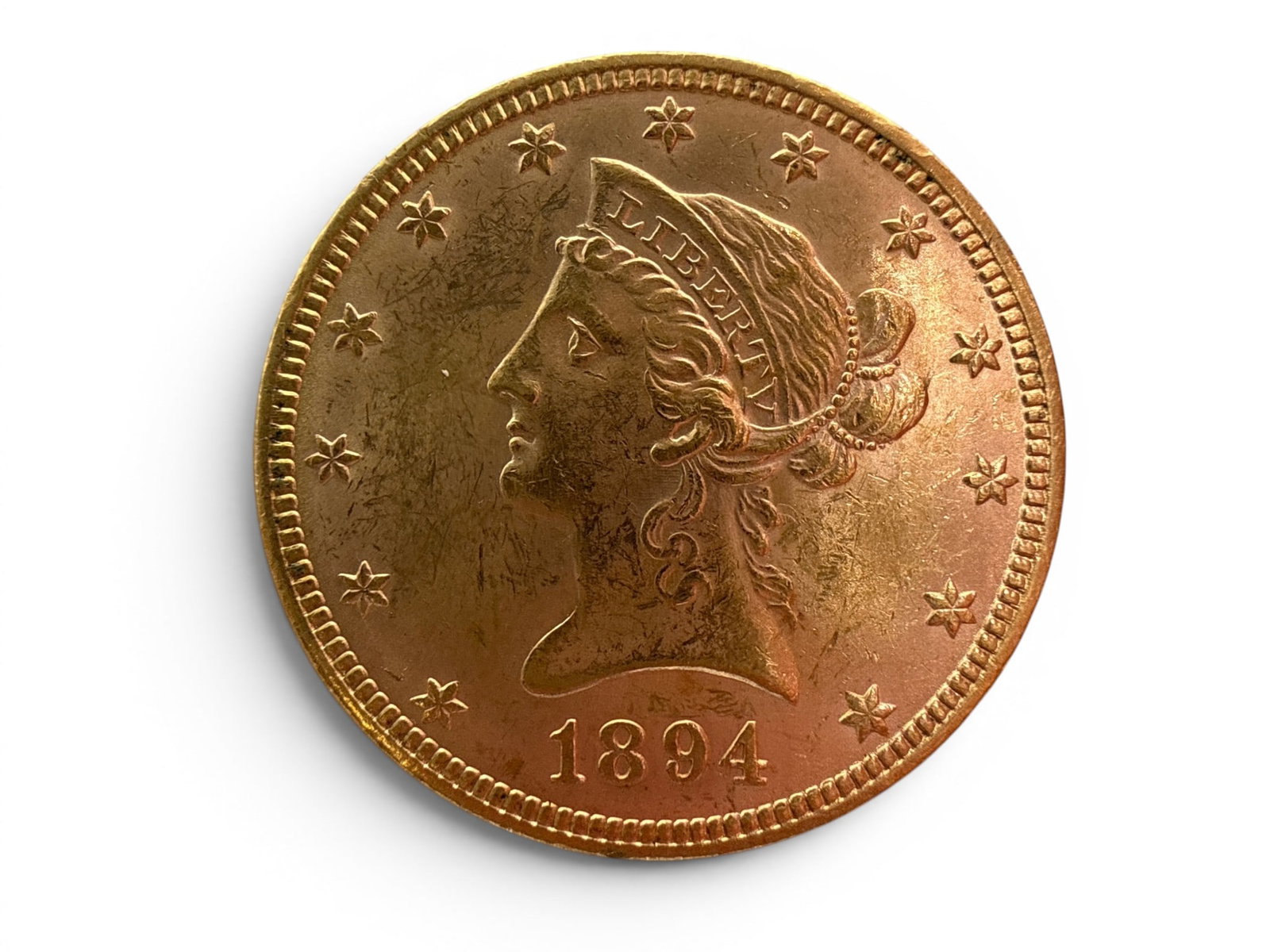 1894 Liberty Head Eagle $10 Gold Coin: An 1894 Liberty Head Eagle $10 Gold Coin. | You have additional shipping options, and are not required to use Live Shipping. Additional shipping and delivery details are available on our website: Brig