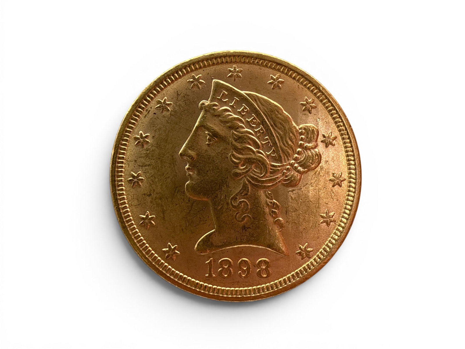 1898 Liberty Head Eagle $5 Gold Coin: An 1898 Liberty Head Eagle $5 Gold Coin. | You have additional shipping options, and are not required to use Live Shipping. Additional shipping and delivery details are available on our website: Brigg