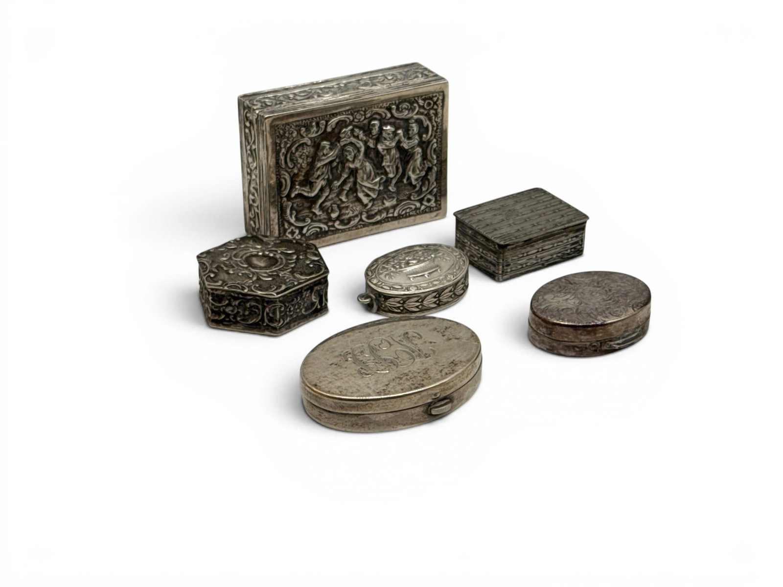 Collection of Silver Trinket and Pill Boxes (1 of 7)