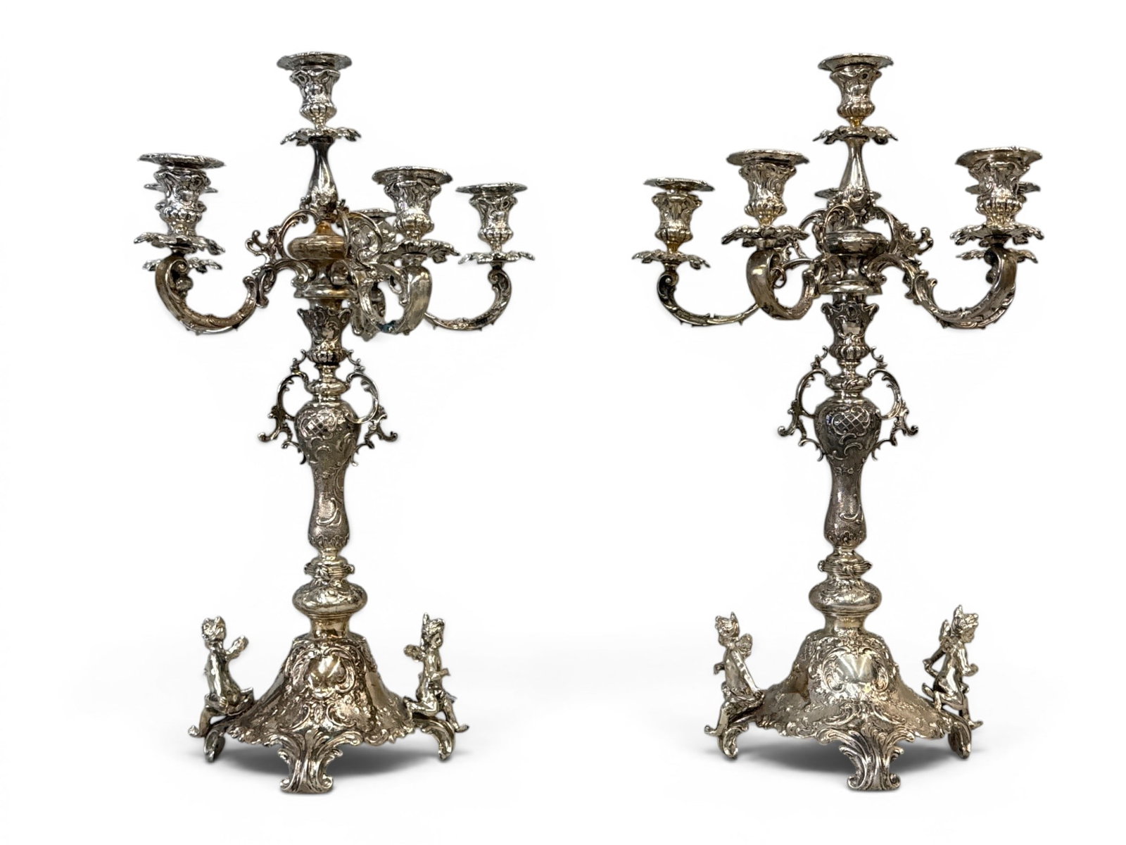 Pair of Austrian .800 Silver Figural Candelabra (1 of 9)