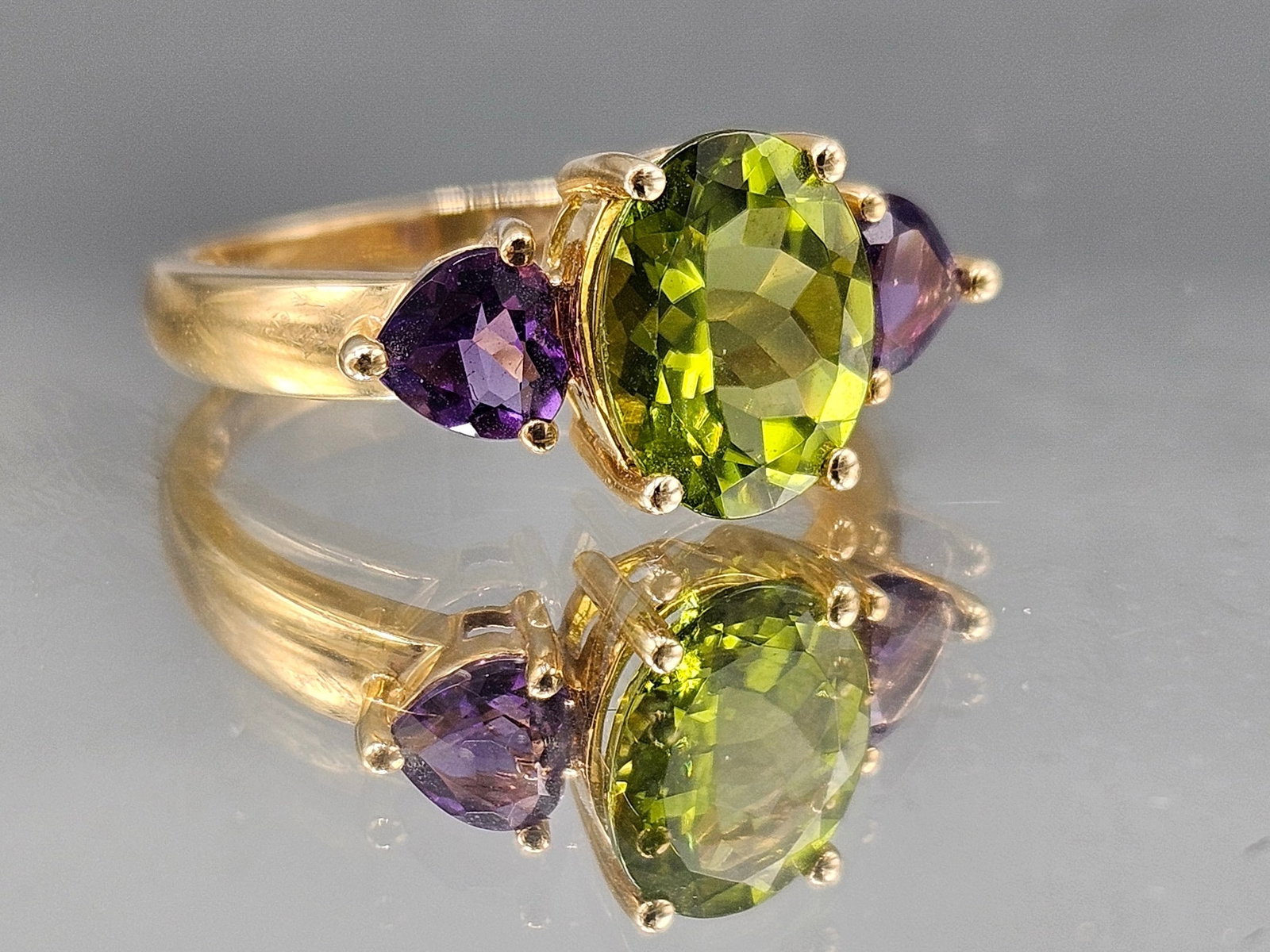 14K Ring with Peridot and Amethyst (1 of 2)