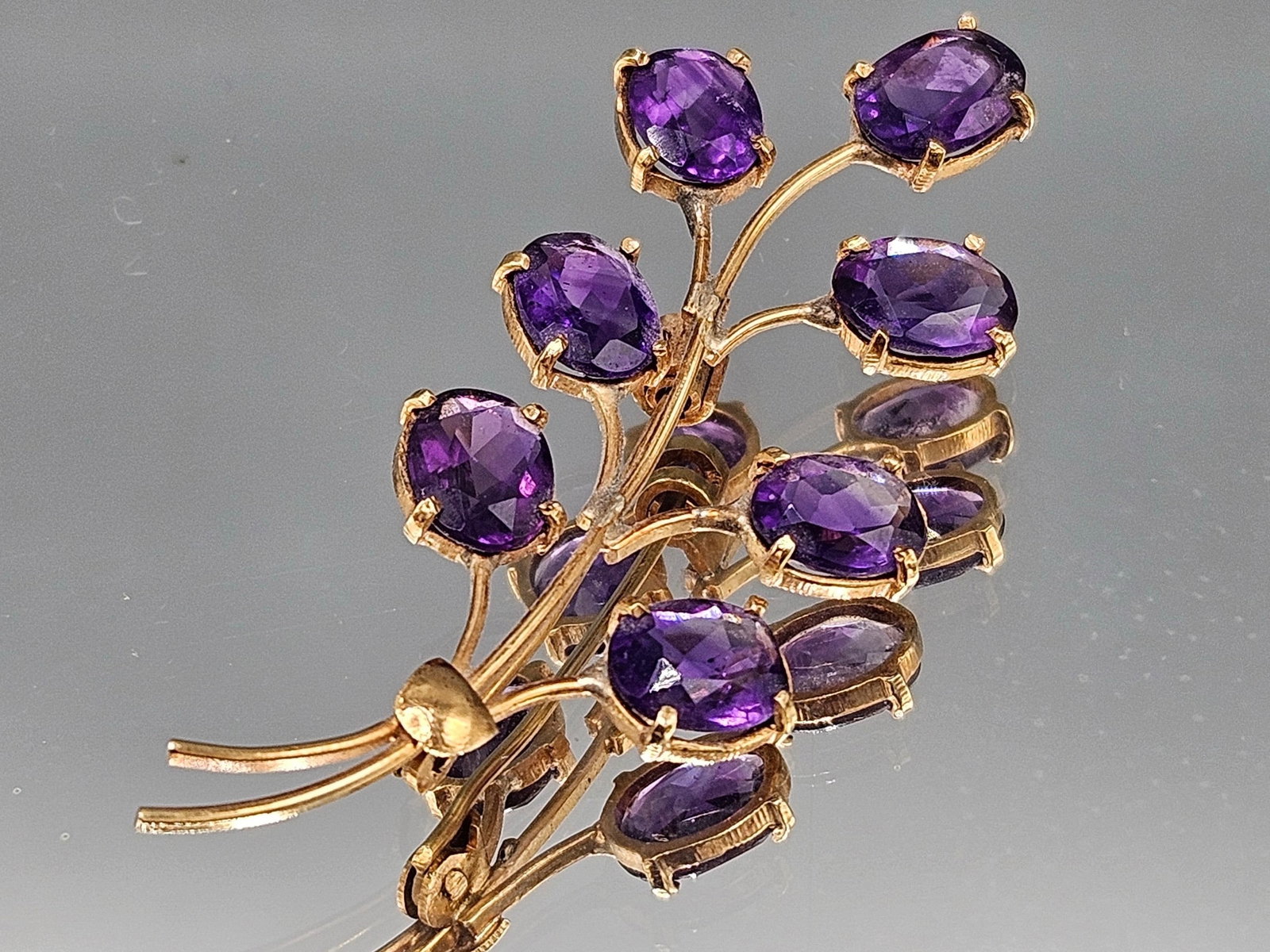 14K Branch Pin with Amethysts (1 of 4)