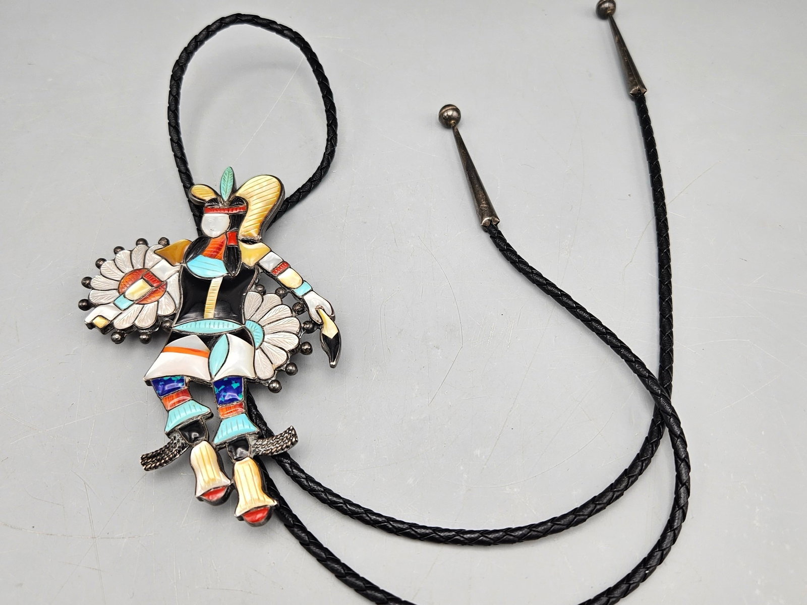 Zuni Silver and Turquoise Kachina Doll Bolo Tie (1 of 5)