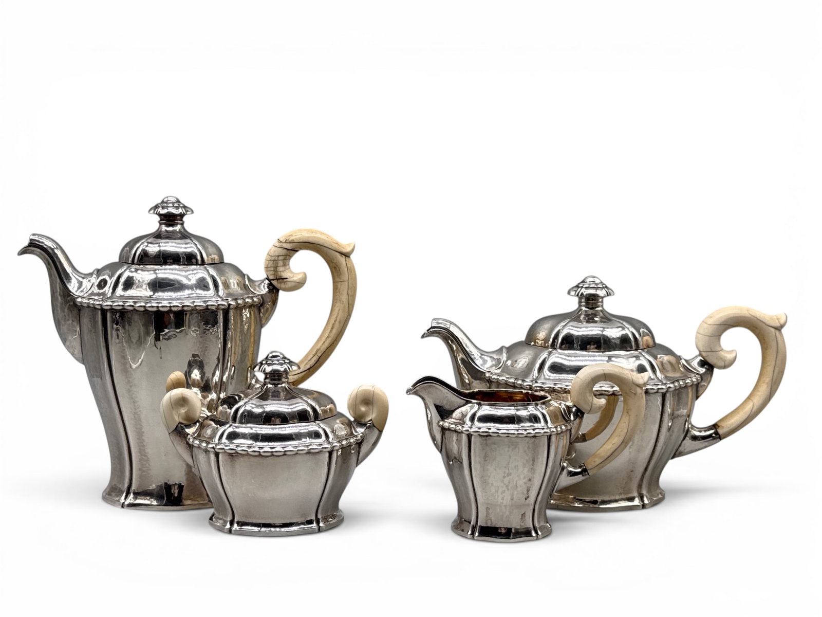 German .800 Silver Four-Piece Tea Set (1 of 10)