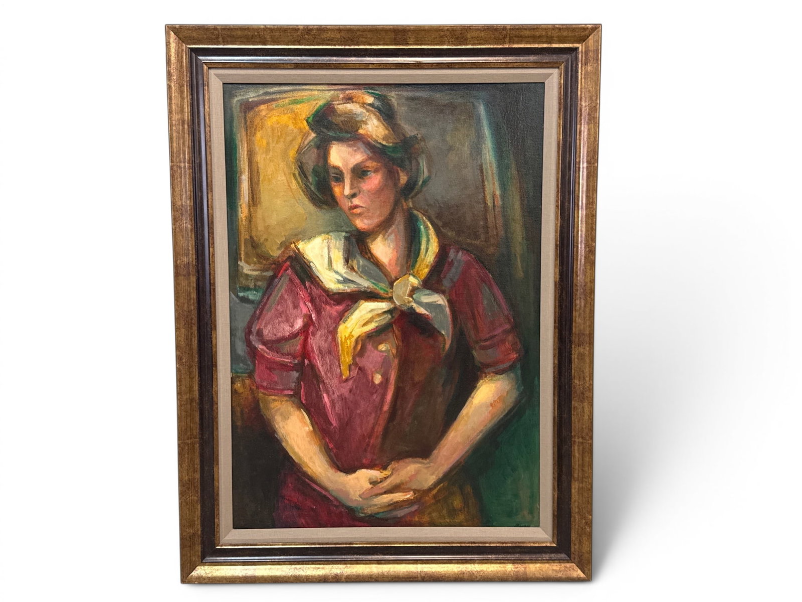 Midcentury Expressionist Oil/Canvas: Portrait (1 of 6)