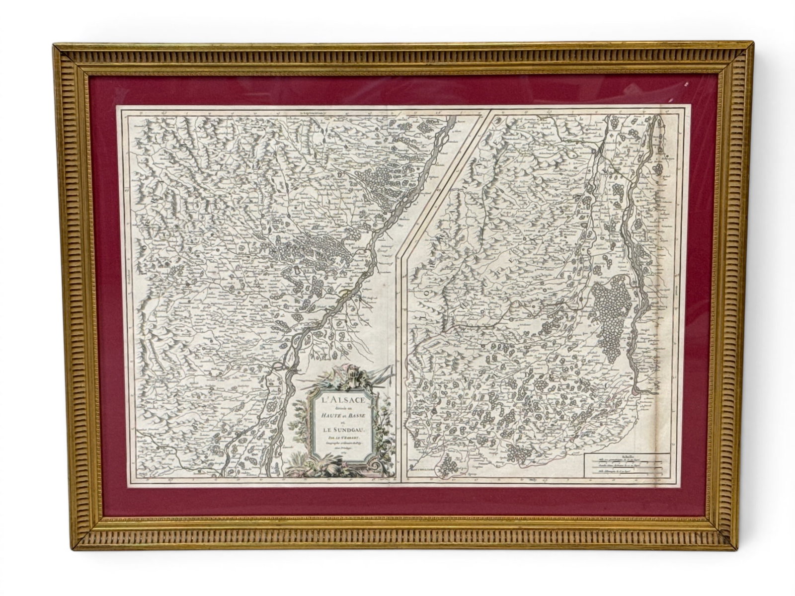 1754 Hand-Colored Map of the Alsace Wine Region of France (1 of 5)