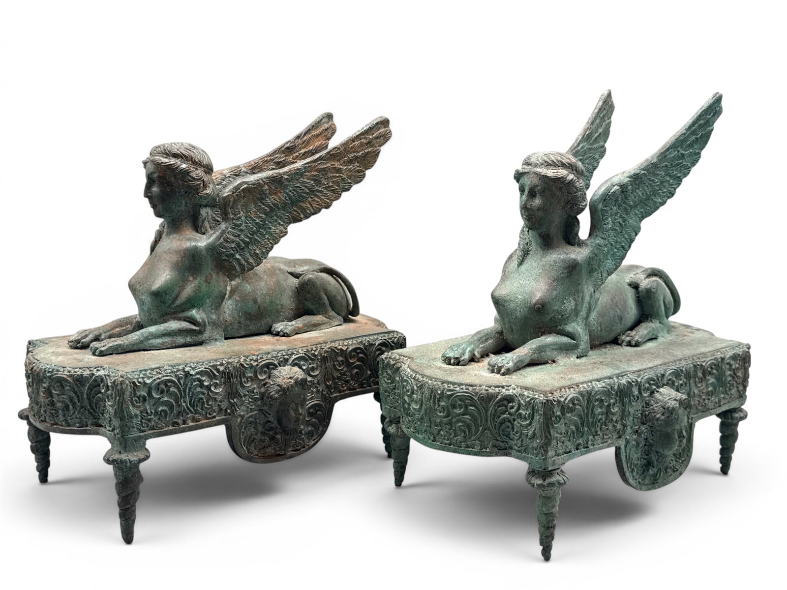 Pr. French Empire-style Bronze Sphinx-form Chenets (1 of 5)