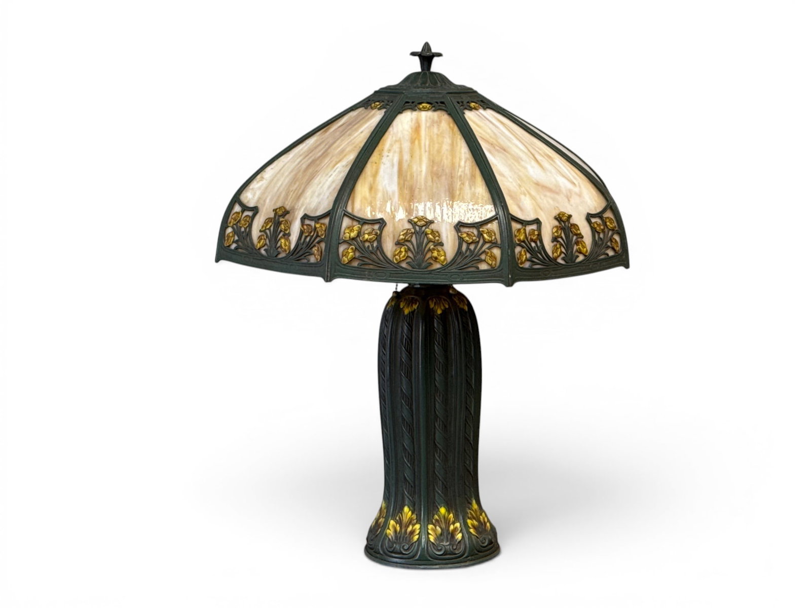 Art Nouveau Caramel Slag Glass Parlor Lamp (1 of 4)