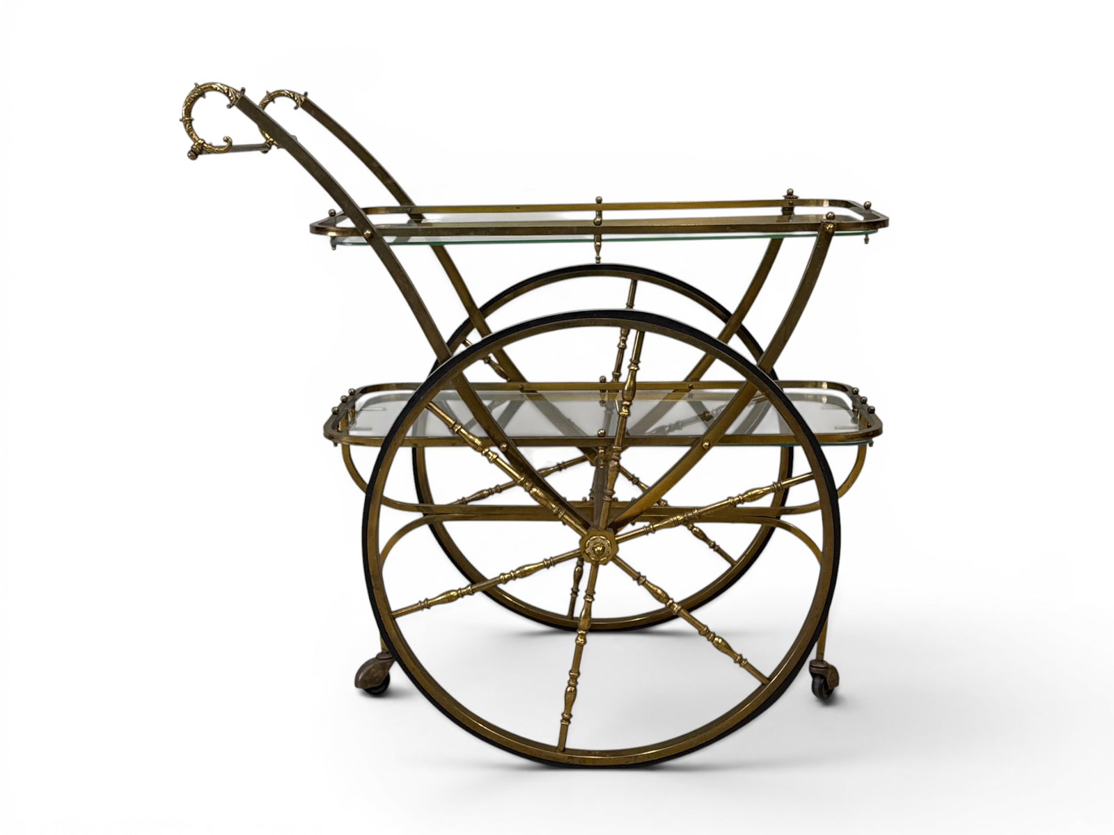 Midcentury Hollywood Regency Brass and Glass Bar Cart (1 of 5)