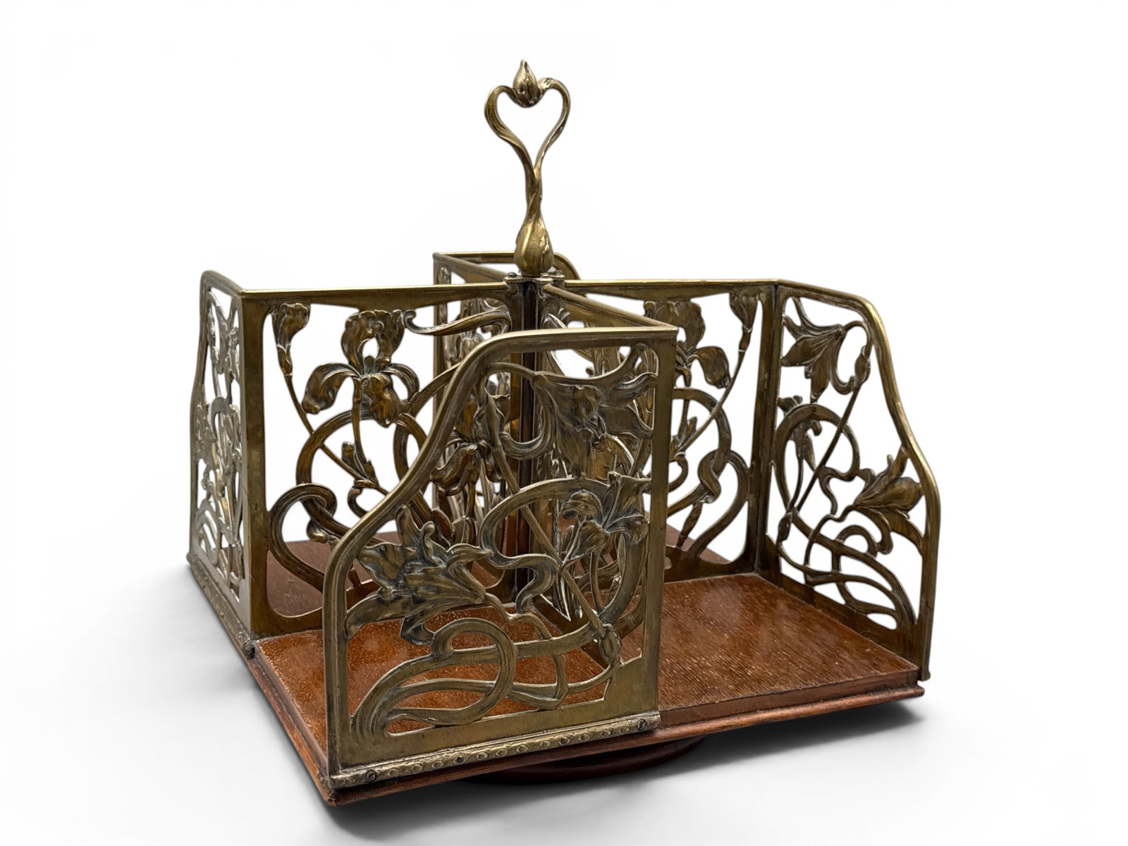 Art Nouveau Bronze and Oak Revolving Book Stand (1 of 5)
