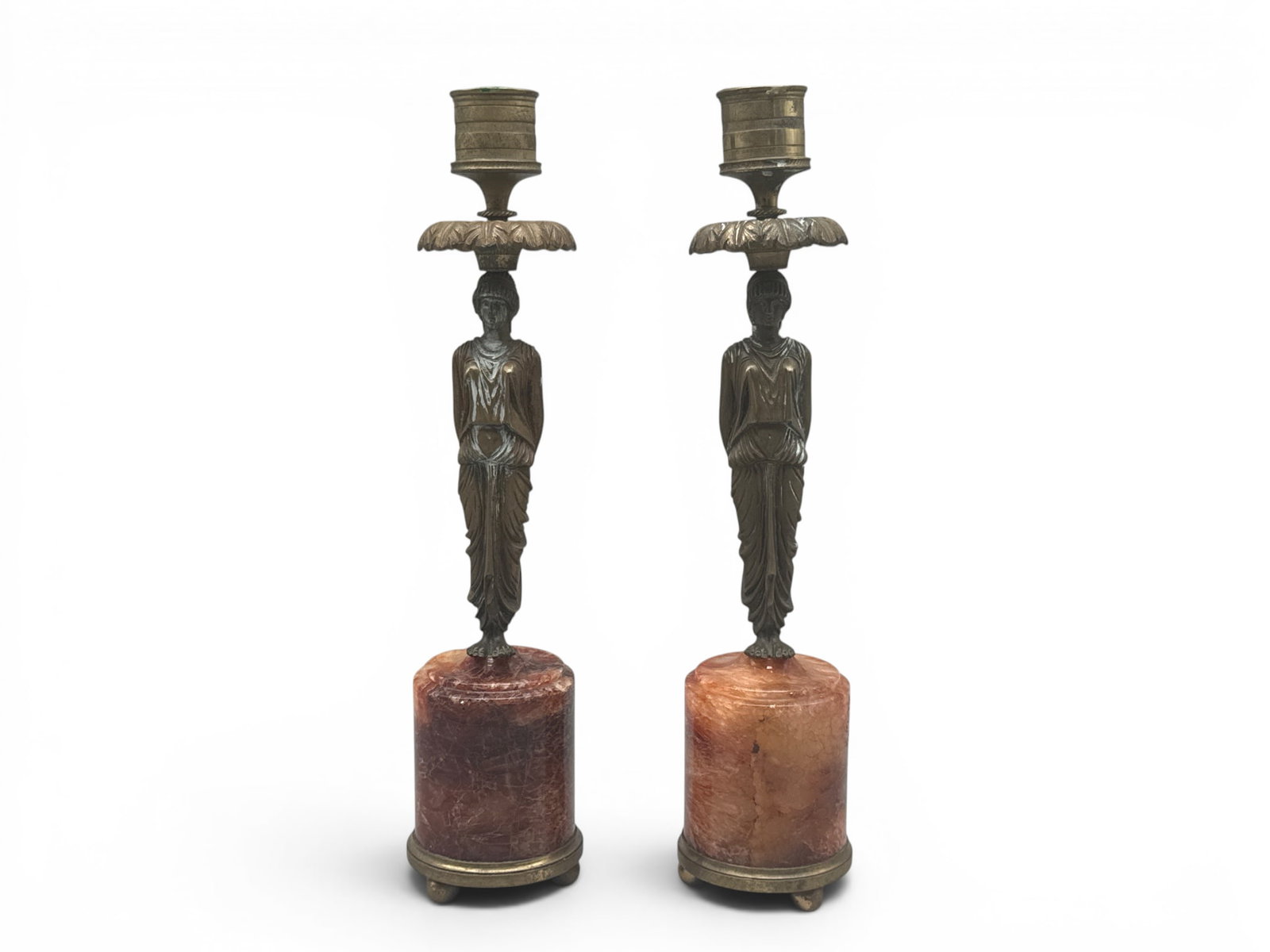 Pr. 19th C. Greek Revival Caryatid Candlesticks (1 of 3)