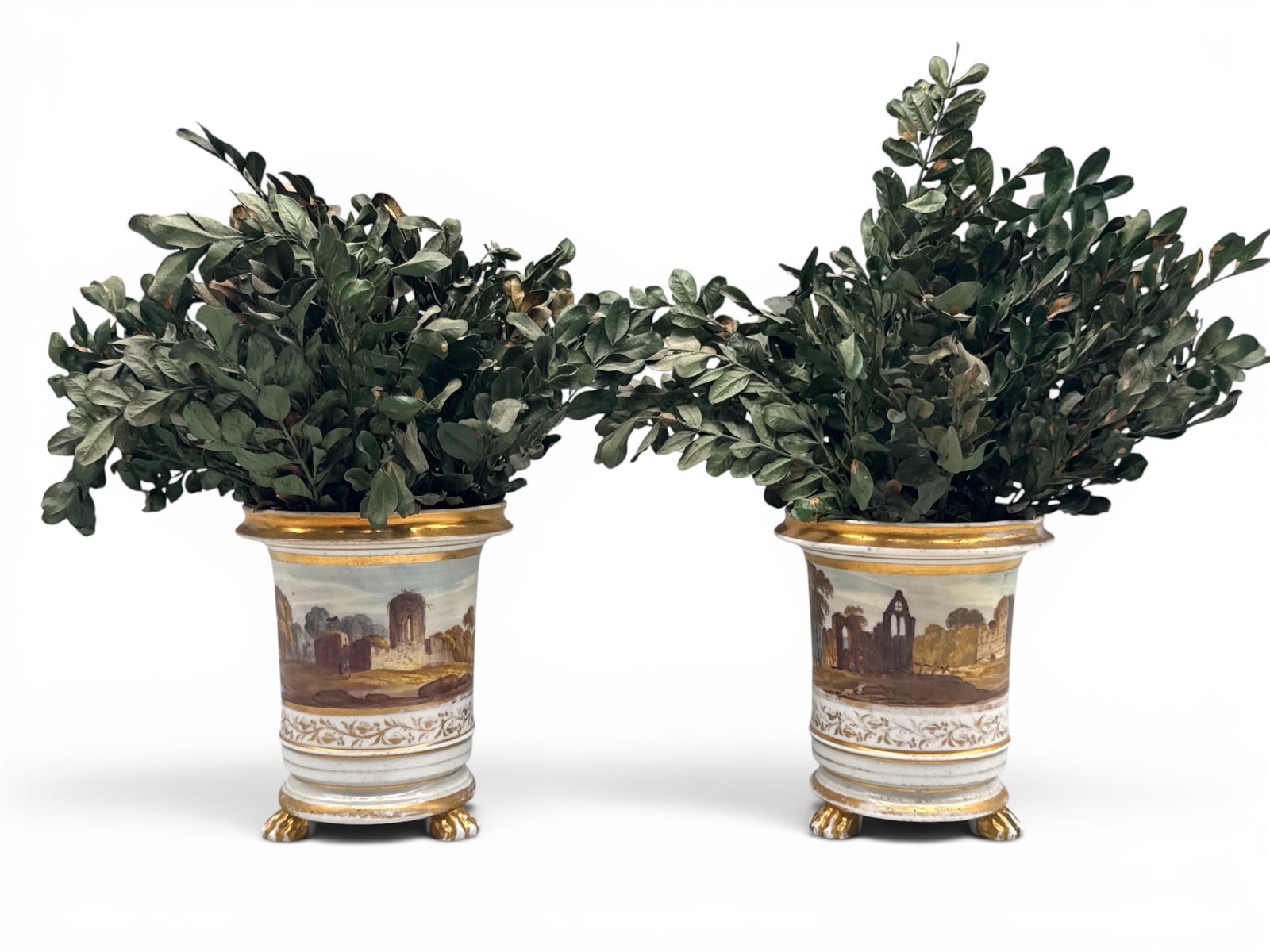 Pair of Continental Porcelain Miniature Cache Pots (1 of 9)