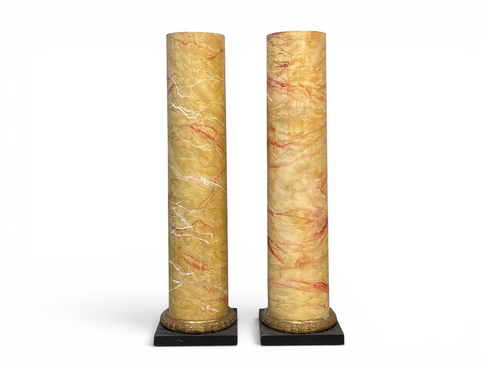 Pair of Faux Marbelized Wood Pedestal Columns (1 of 4)