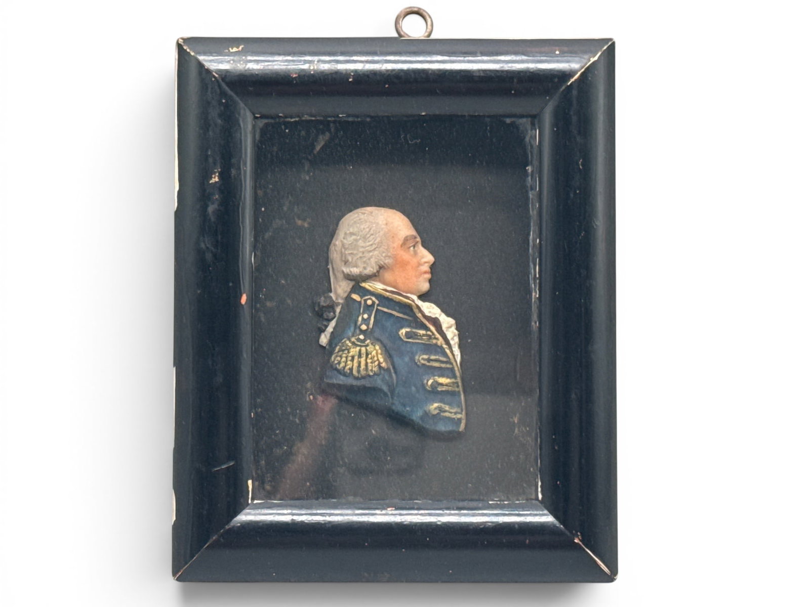 19th C. Polychrome Wax Portrait: Lord Howe (1 of 4)