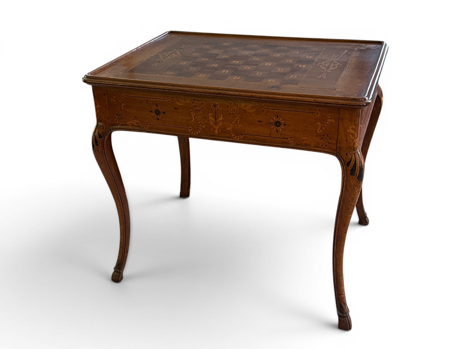 French Louis XV Marquetry Inlaid Tric-Trac Table (1 of 11)