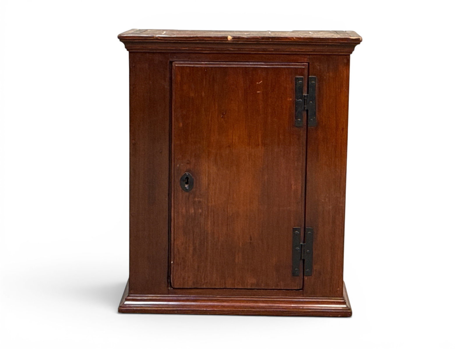 19th C. Pine Wall Cupboard: A 19th C. one door pine hanging wall cupboard. 24in tall x 20-1/4in wide x 11-1/4 in deep. | You have additional shipping options, and are not required to use Live Shipping. Additional shipping and de