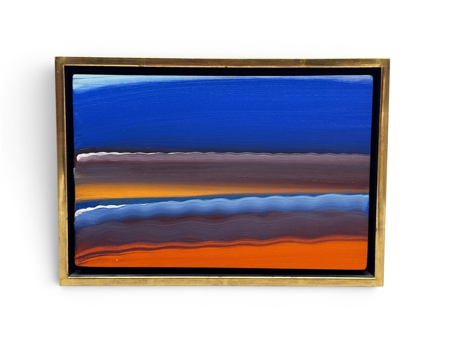 Elizabeth Osborne Oil/Panel: Wave: Elizabeth Osborne (Philadelphia, b. 1936). A gilt-wood framed, oil on birch wood panel titled "Wave." Signed, titled and dated verso. Locks Gallery tag verso. Perakis frame. Frame: 9-1/2in tall x 13-1