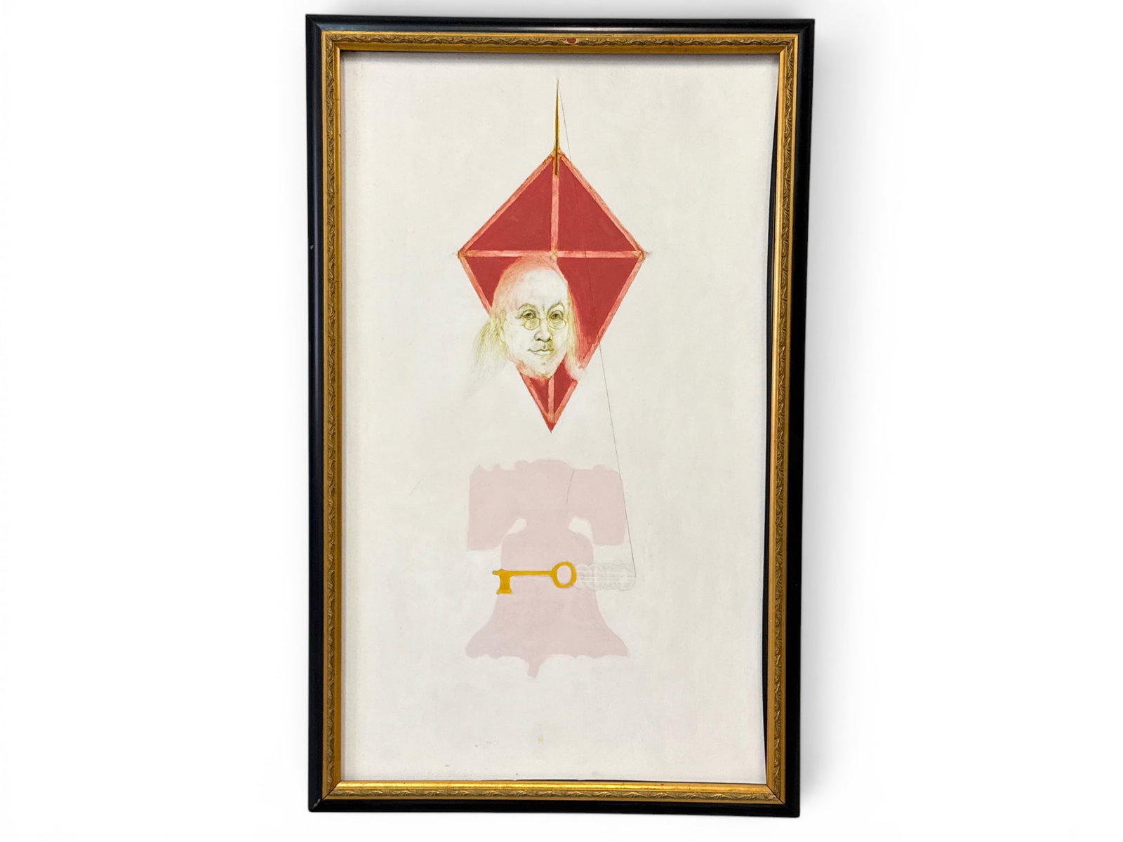 Frederic Hobbs. Acrylic. Ben Franklin: Fredric Hobbs (American, 1931-2018). An acrylic portrait of Ben Franklin. Signed with an H. Frame opening: 39-1/2 in x 23-1/4 in. Outside frame: 43-1/2 in x 27-1/4 in. Lacking glass. | You have additi