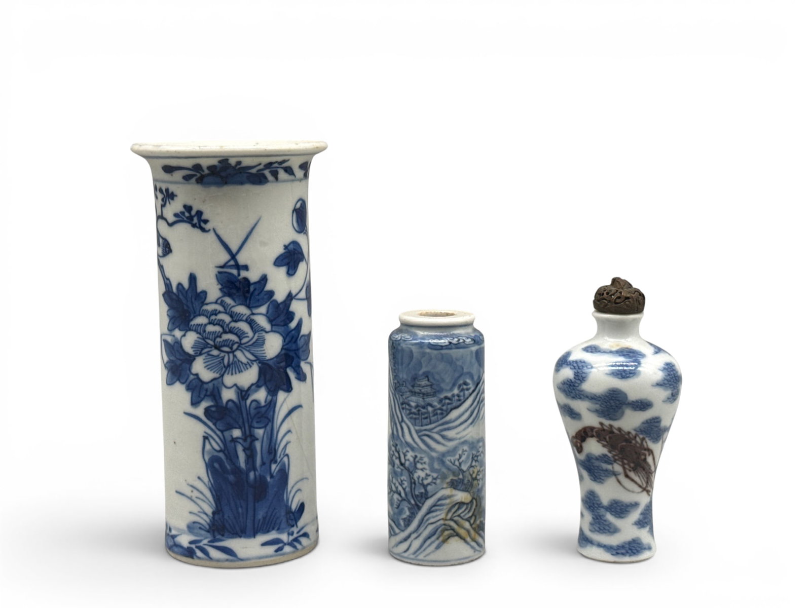Chinese Blue/White Vase and Snuff Bottles (1 of 11)