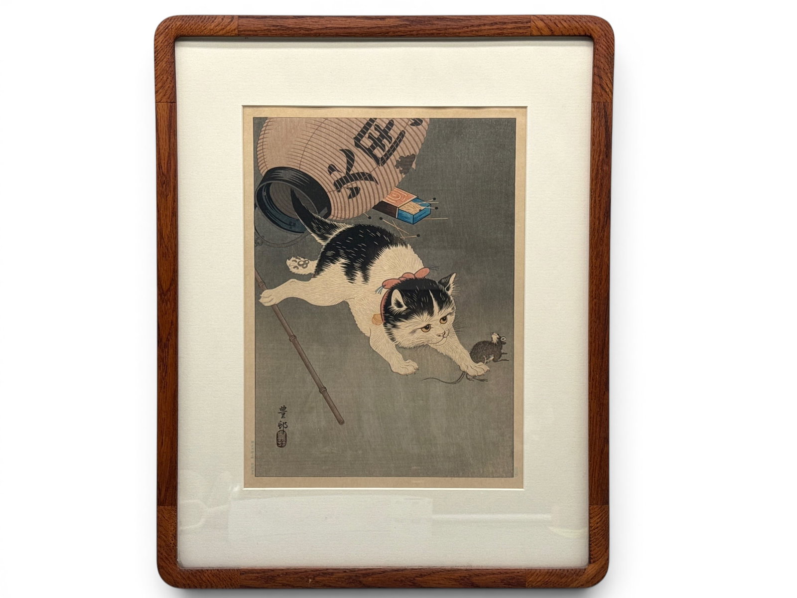 Ohara Koson. Woodblock: Kitten and Lantern (1 of 5)