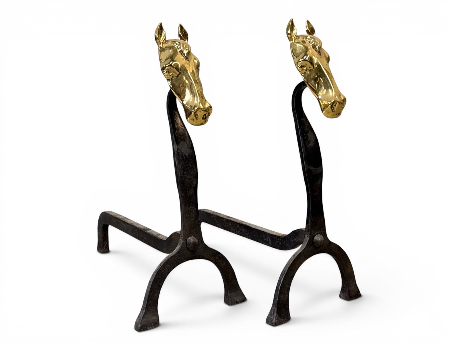 Horse Form Brass Andirons (1 of 4)