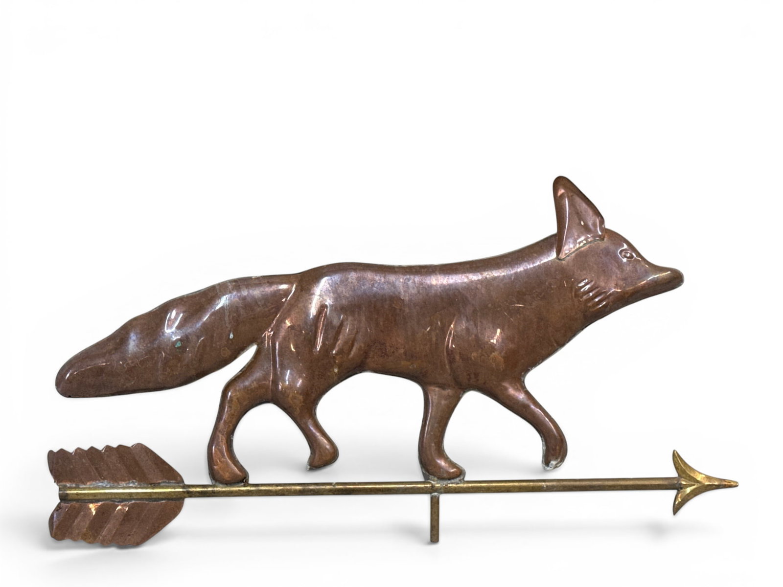 Copper Hollow Body Fox Weathervane: A contemporary copper hollow body weathervane in the form of a fox. 17-1/2in tall x 32in wide. | You have additional shipping options, and are not required to use Live Shipping. Additional shipping an