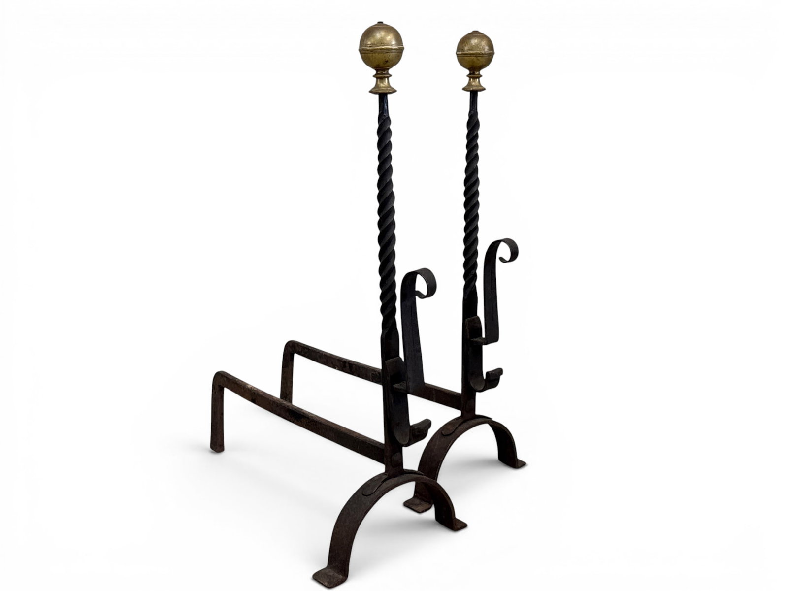 19th C. Baroque Brass Andirons (1 of 3)