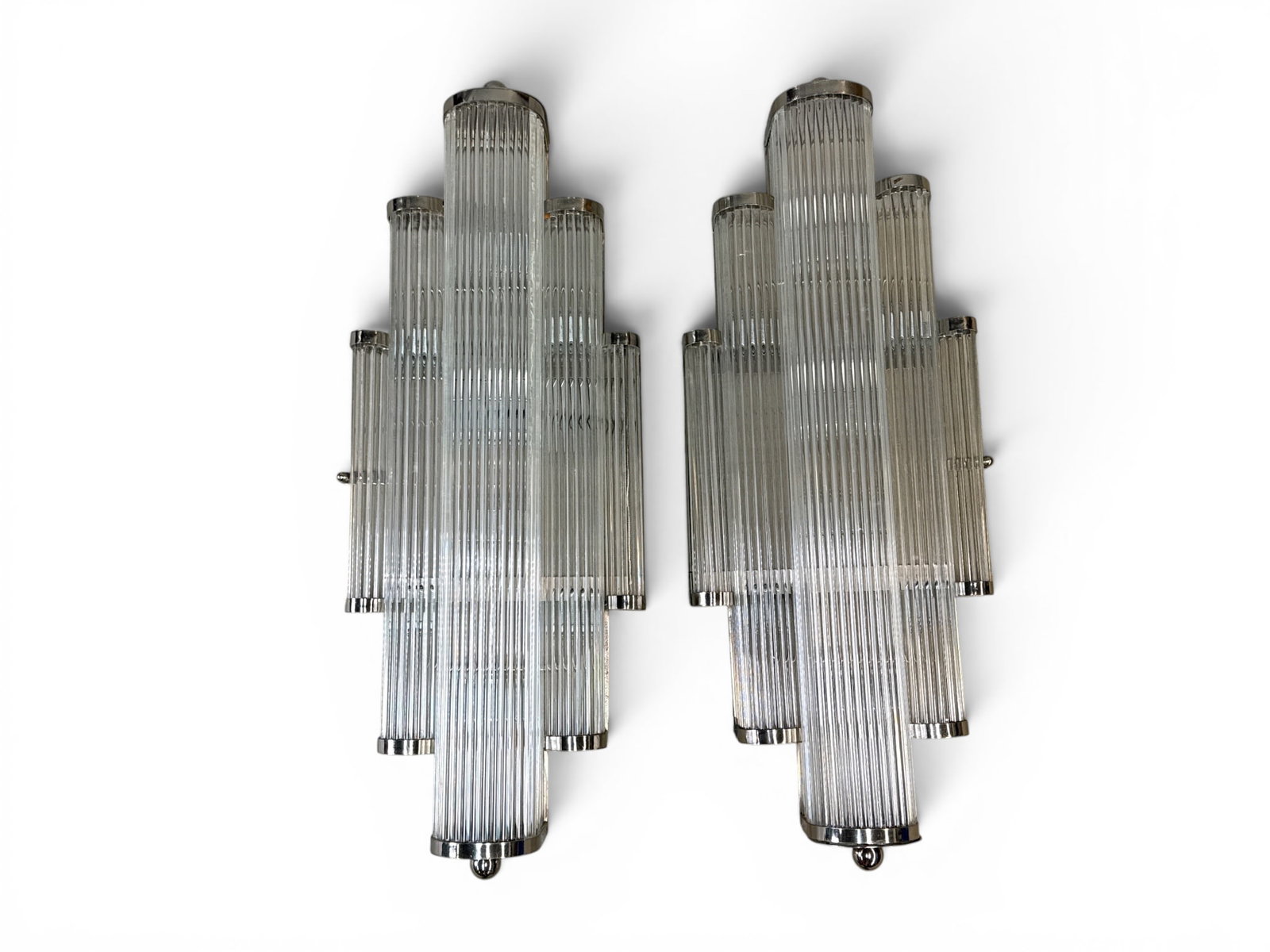 Pair of Large Art Deco Glass Rod Wall Sconces (1 of 6)