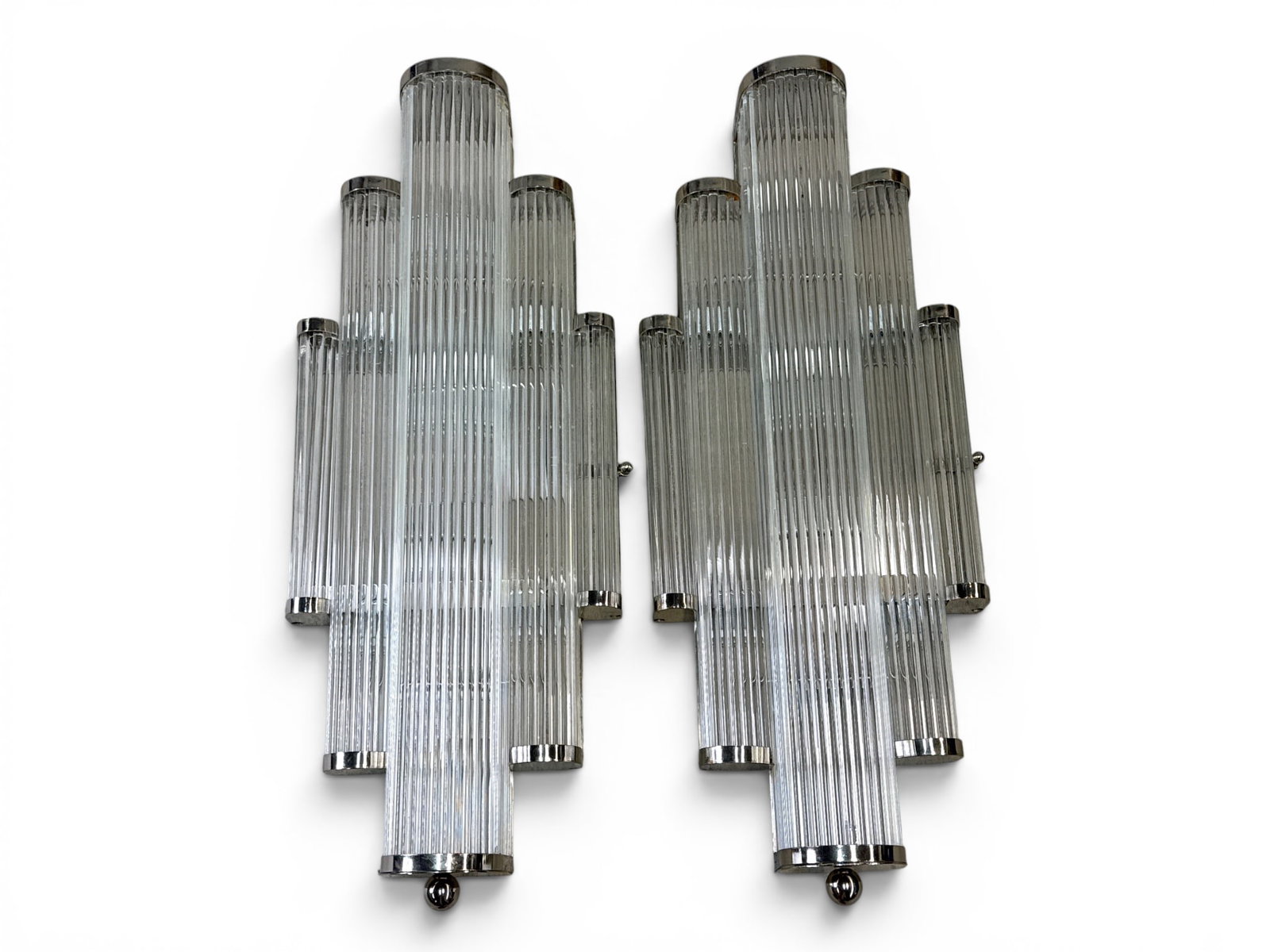 Pair of Large Art Deco Glass Rod Wall Sconces (1 of 6)