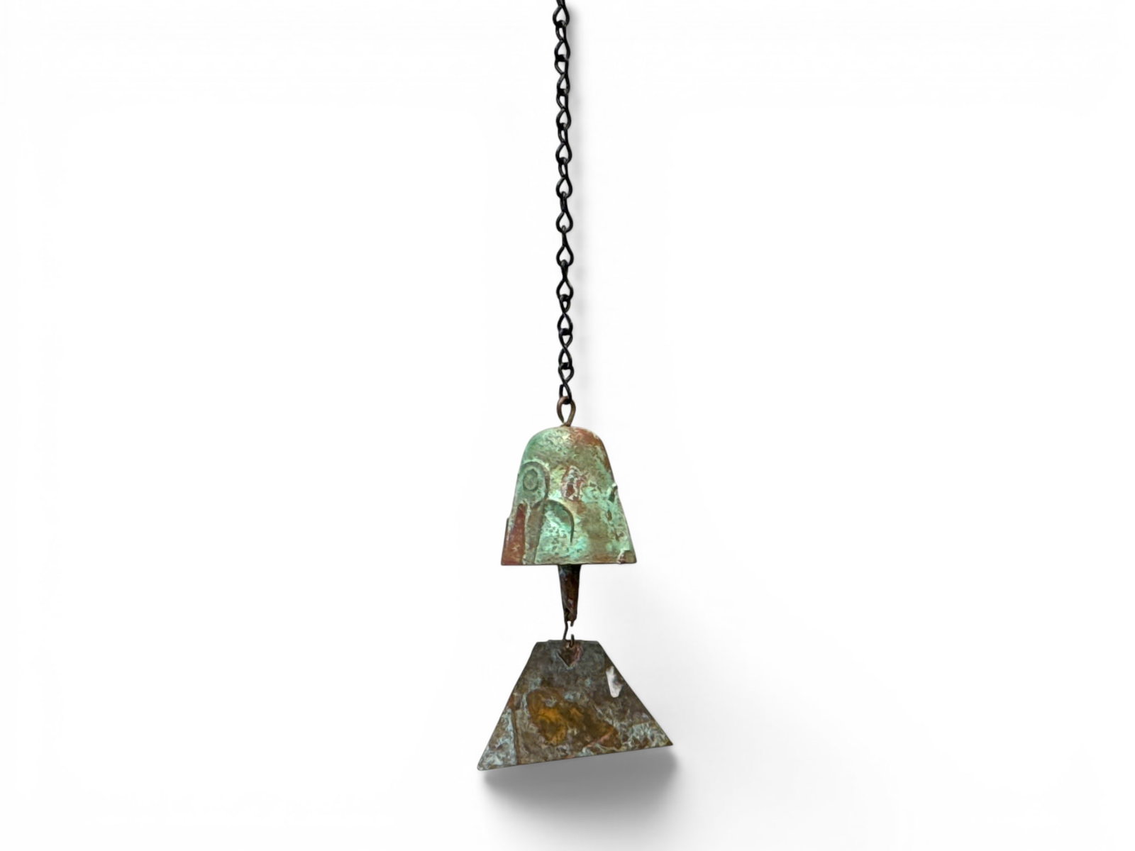 Paolo Soleri Bronze Windbell: A Paolo Soleri Arcosanti bronze windbell. 15in including chain. | You have additional shipping options, and are not required to use Live Shipping. Additional shipping and delivery details are availabl