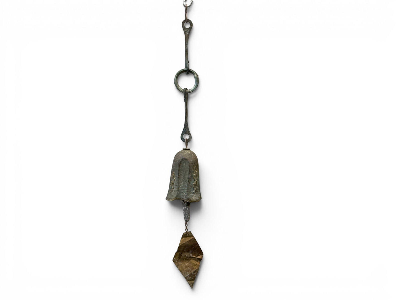 Paolo Soleri Style Bronze Windbell: A Paolo Soleri style bronze windbell. Unsigned. 26in long. | You have additional shipping options, and are not required to use Live Shipping. Additional shipping and delivery details are available on 