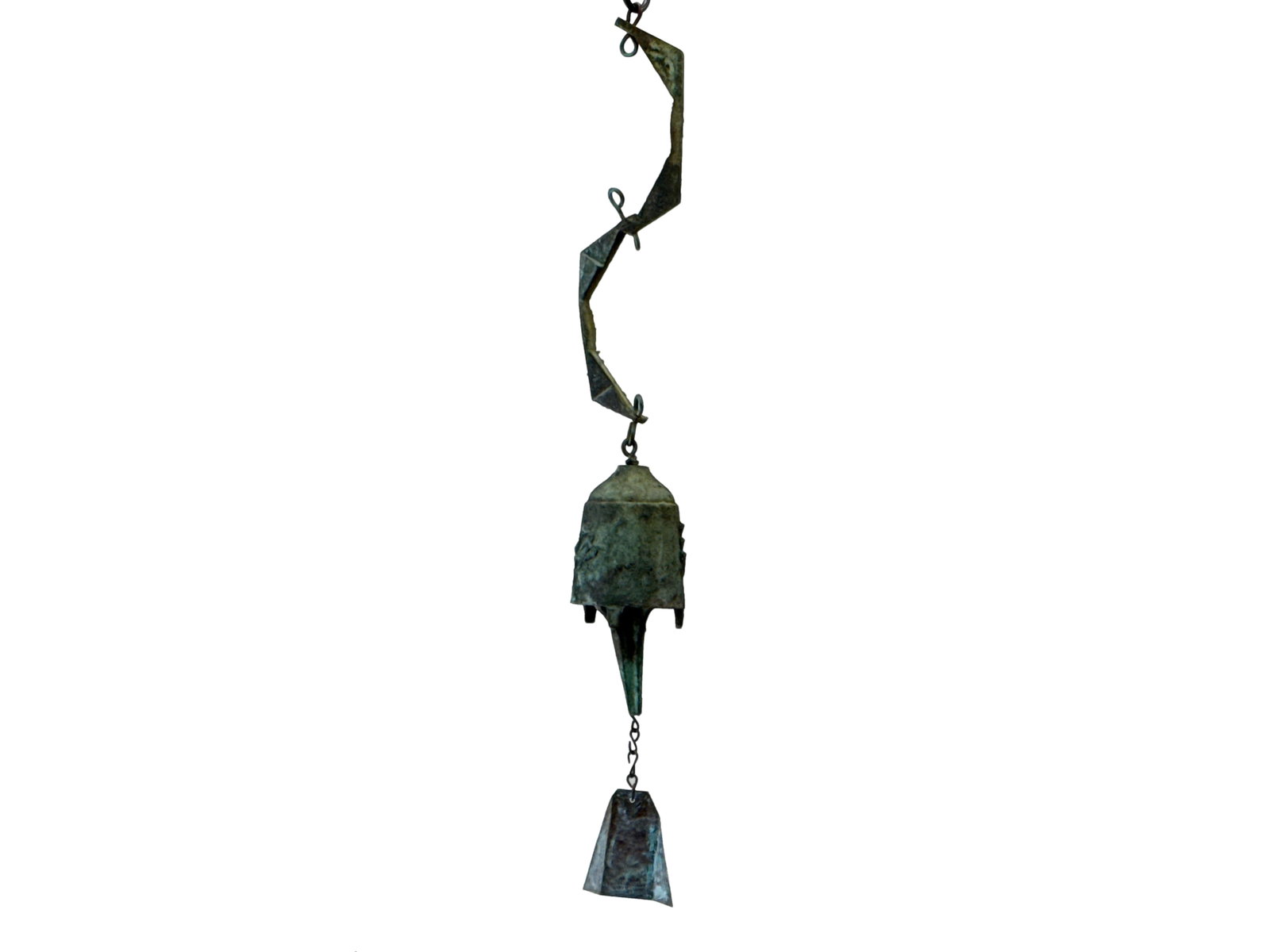 Paolo Soleri Bronze Windbell: A Paolo Soleri for Arcosanti bronze windbell. Marked. 20-1/2in tall x 2-3/4in wide. | You have additional shipping options, and are not required to use Live Shipping. Additional shipping and delivery 