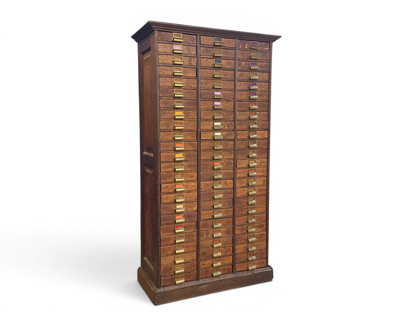 Victorian 72 Drawer Paneled Oak Filing Cabinet (1 of 5)