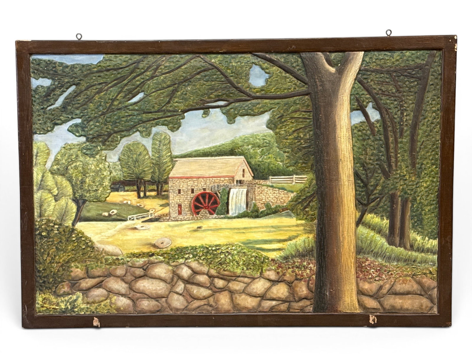 Ed Lemke Carved and Painted Panel. Mill (1 of 4)