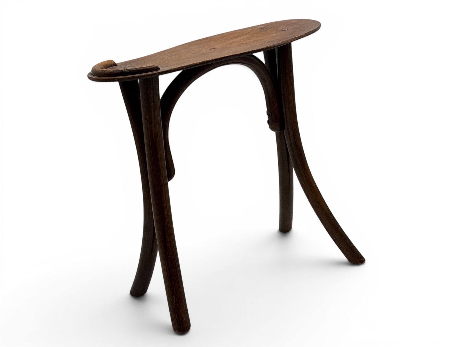 Rare Fischel Shoe Stool: A rare Fischel shoe stool, circa 1880, having bentwood legs. 15in tall x 15in wide x 6-1/2 in deep. | You have additional shipping options, and are not required to use Live Shipping. Additional shippi