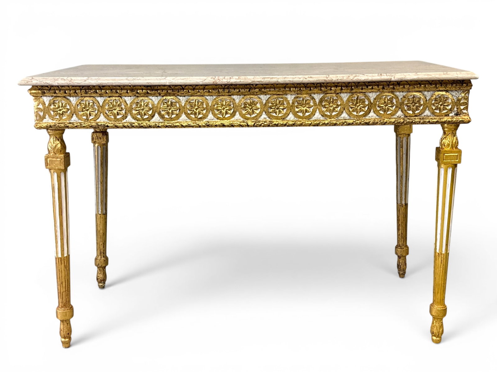 French Louis XVI Painted Marble Top Console (1 of 7)