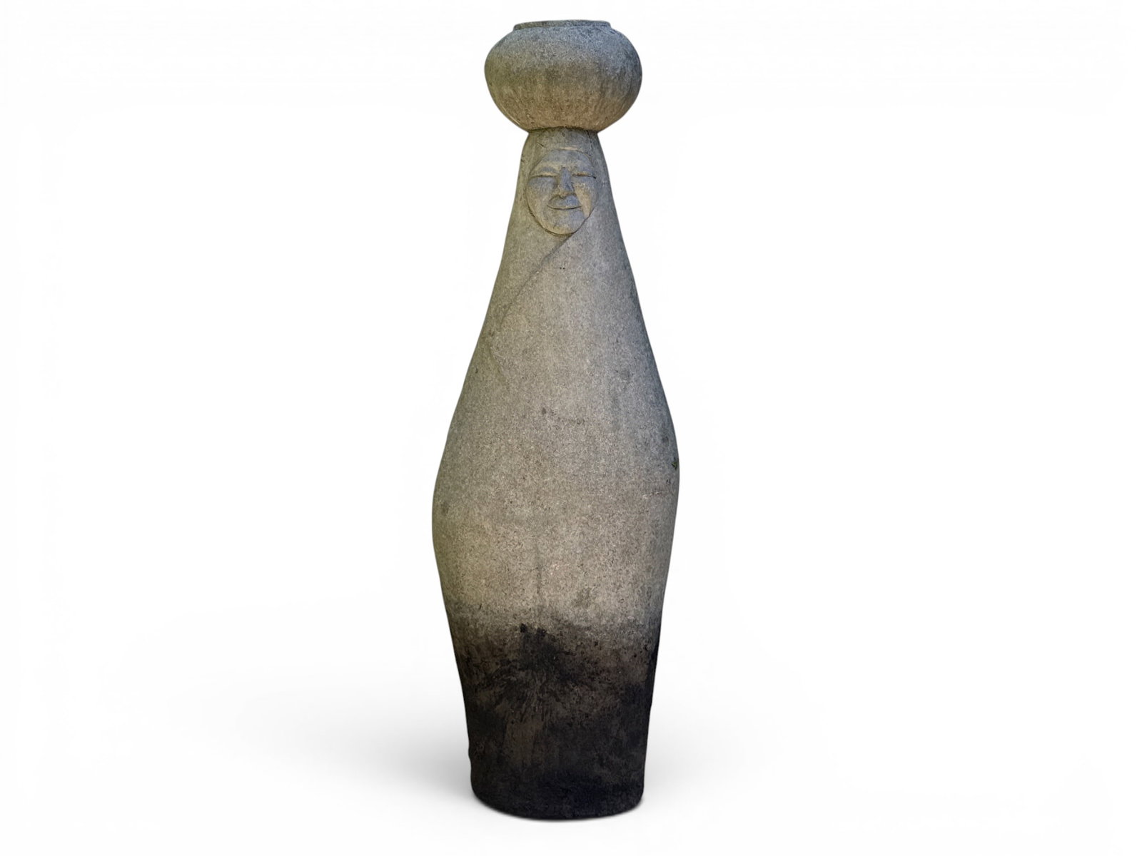Kit Schweitzer Cast Stone Figural Fountain. Olla Maiden: Kit Schweitzer (American, Contemporary). A cast stone figural garden fountain sculpture title Olla Maiden. Santa Fe, NM. 60-1/2in tall x 20in wide. | You have additional shipping options, and are not 