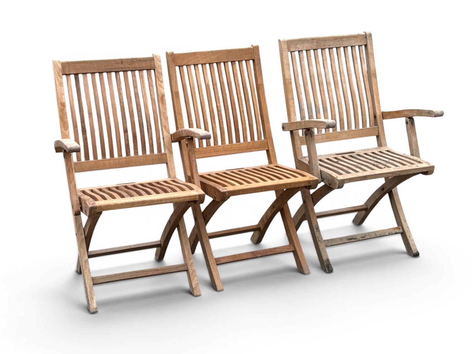 Three Teak Slatted Folding Chairs (1 of 3)