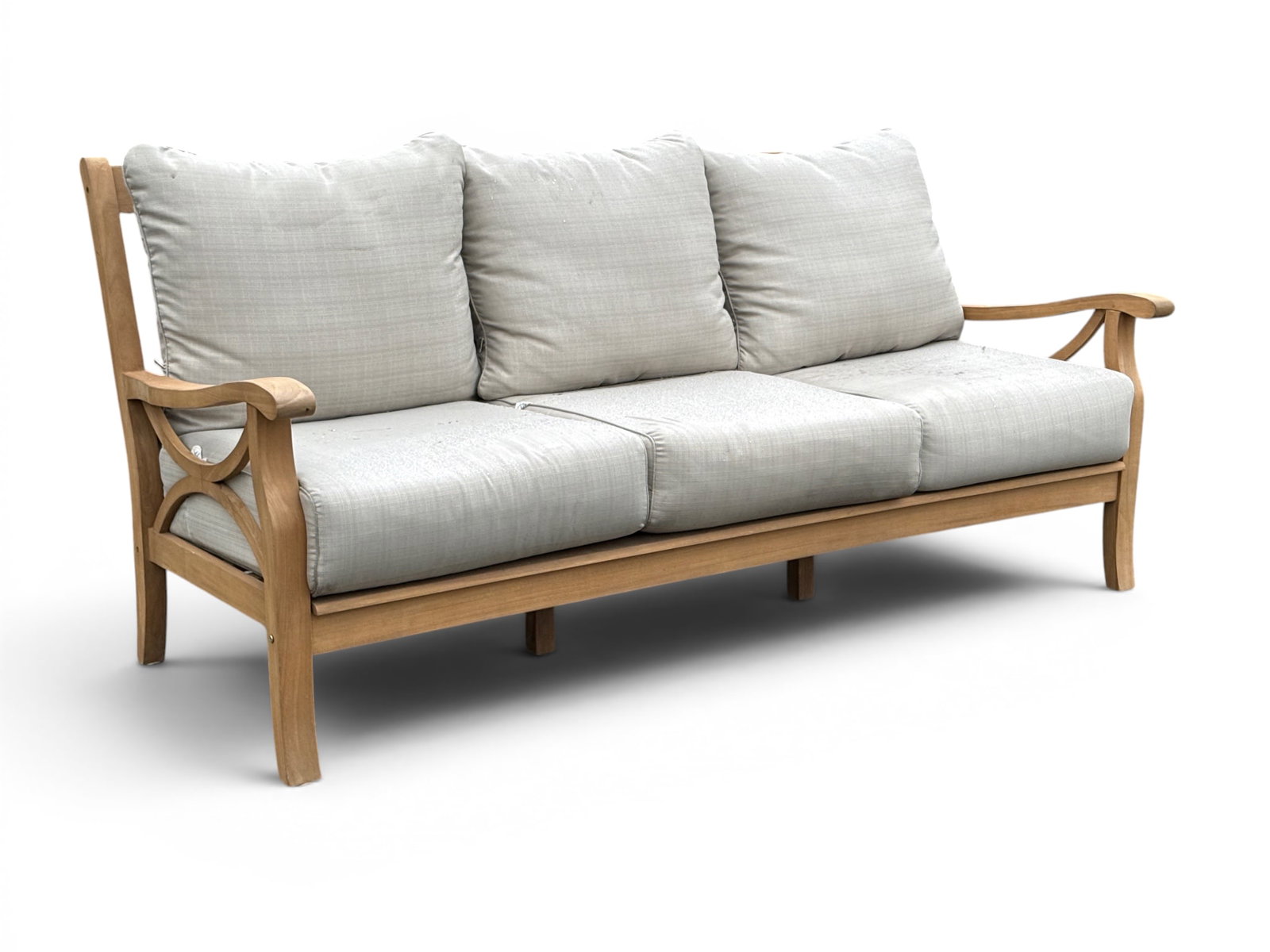 Teak Framed Three Cushion Patio Sofa (1 of 4)