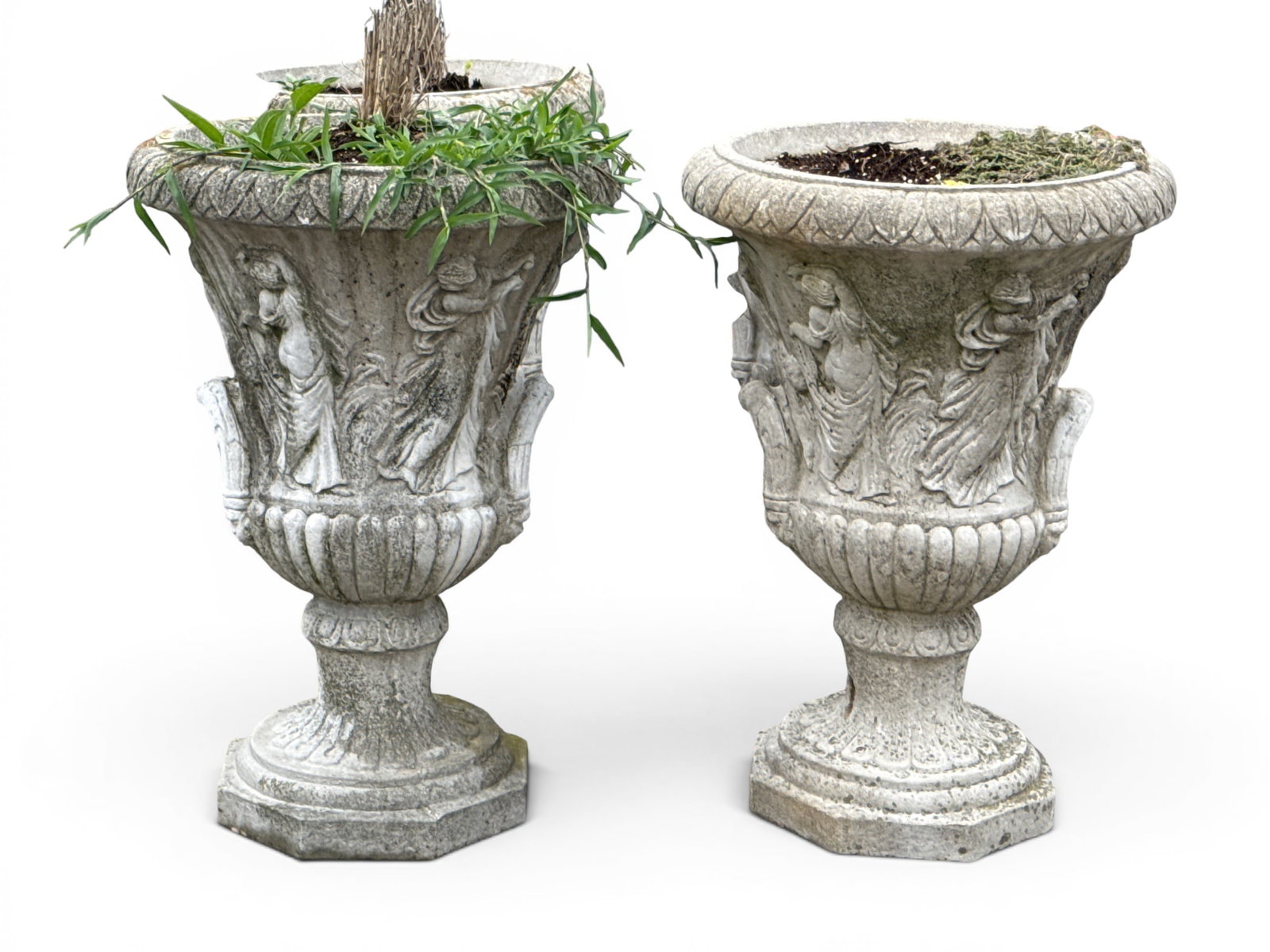 Pair of Neoclassical Style Cast Stone Garden Urns (1 of 5)