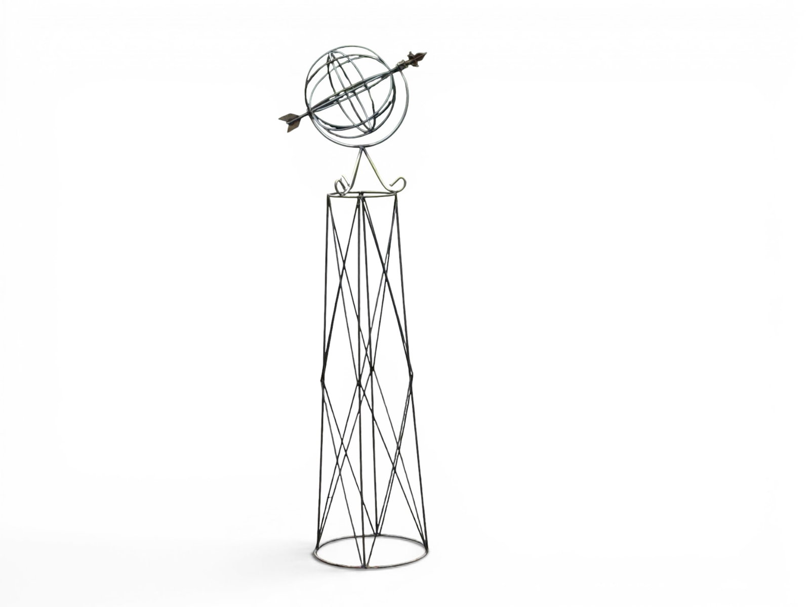 Iron Garden Armillary: An iron garden armillary sphere on trellis stand. 67in tall x 18in wide. | You have additional shipping options, and are not required to use Live Shipping. Additional shipping and delivery details are