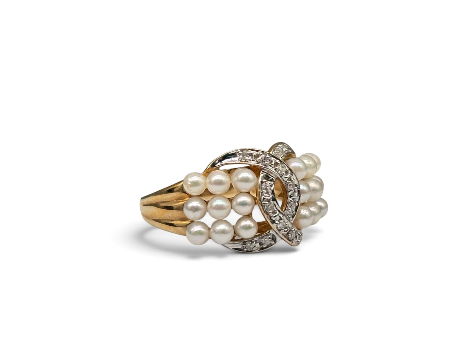 14K Diamond and Seed Pearl Ring (1 of 6)