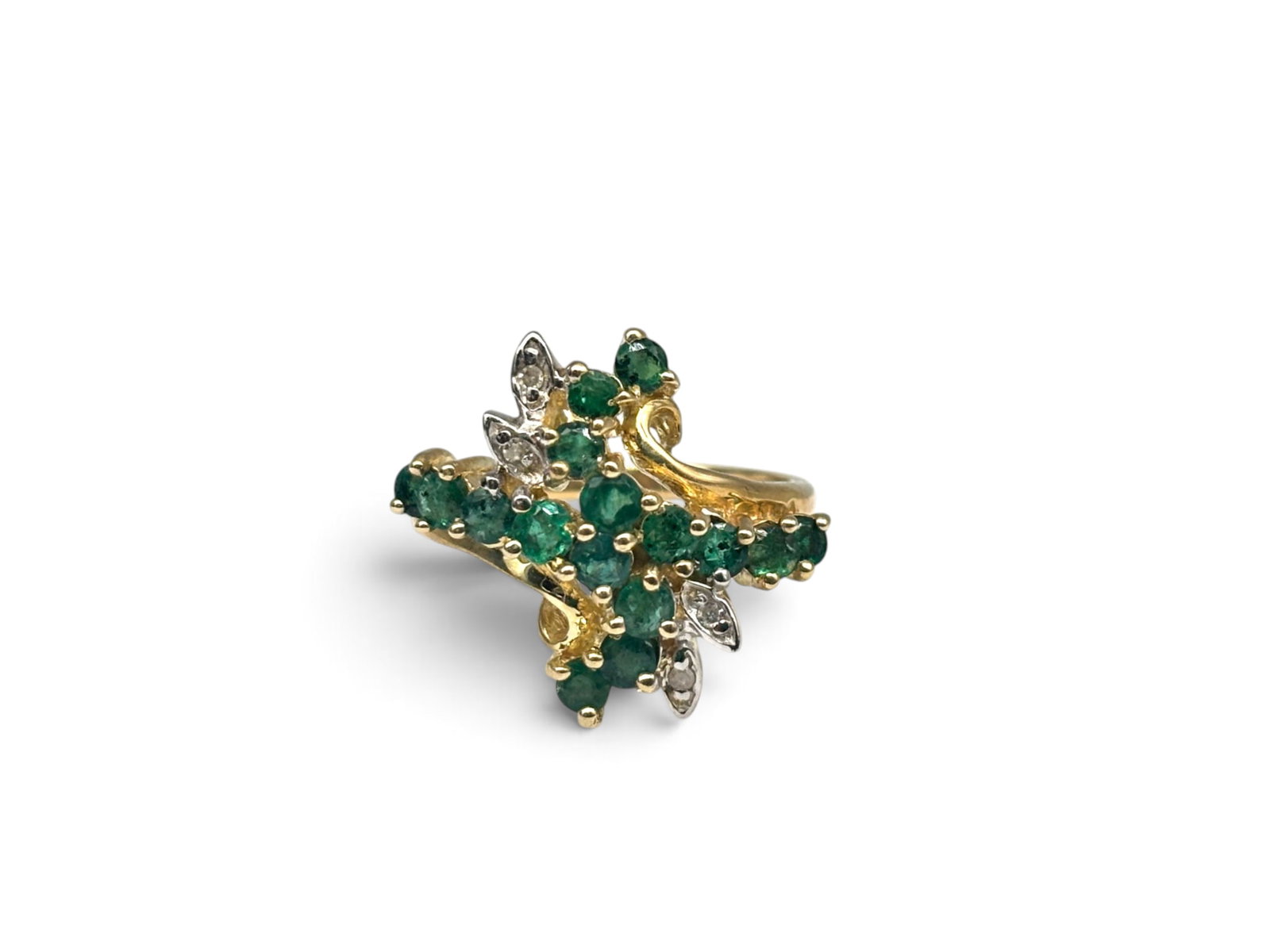 14K Emerald and Diamond Cluster Ring (1 of 5)