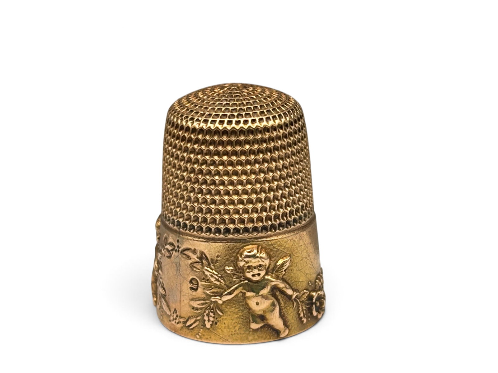 14K Simons Bros. Cupid Thimble (1 of 6)
