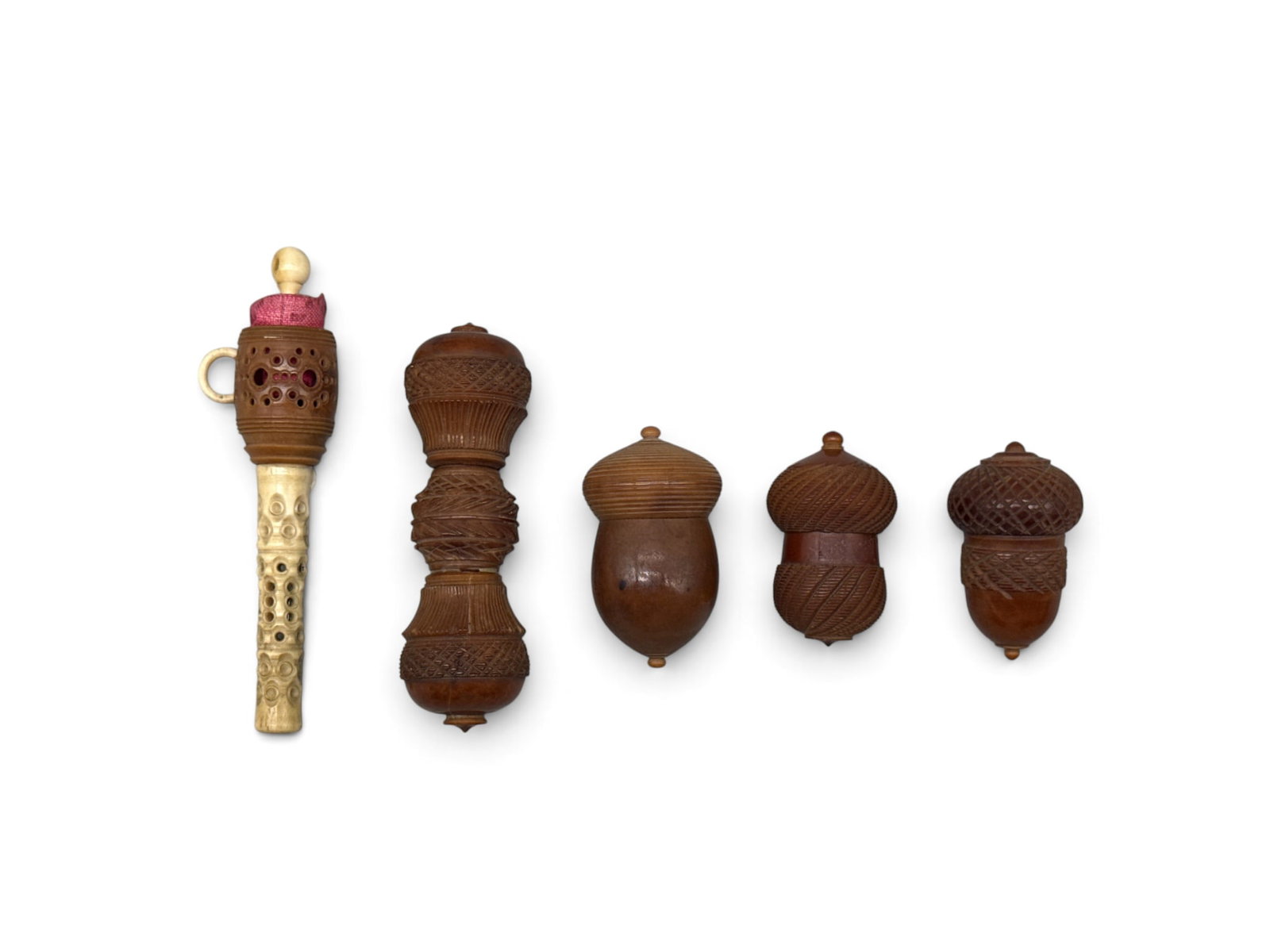 Five Victorian Coquilla Nut Sewing Notions (1 of 6)