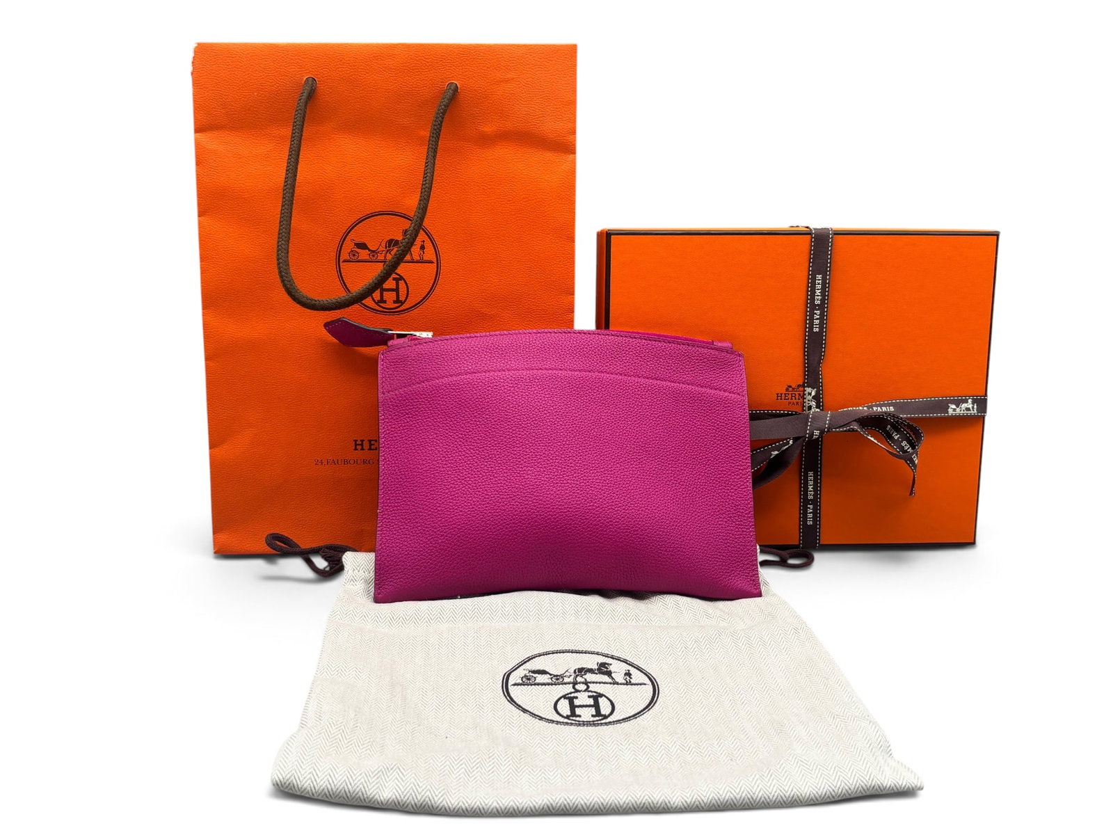 Hermes Bazar Rose Pourpre Leather Pouch (1 of 7)