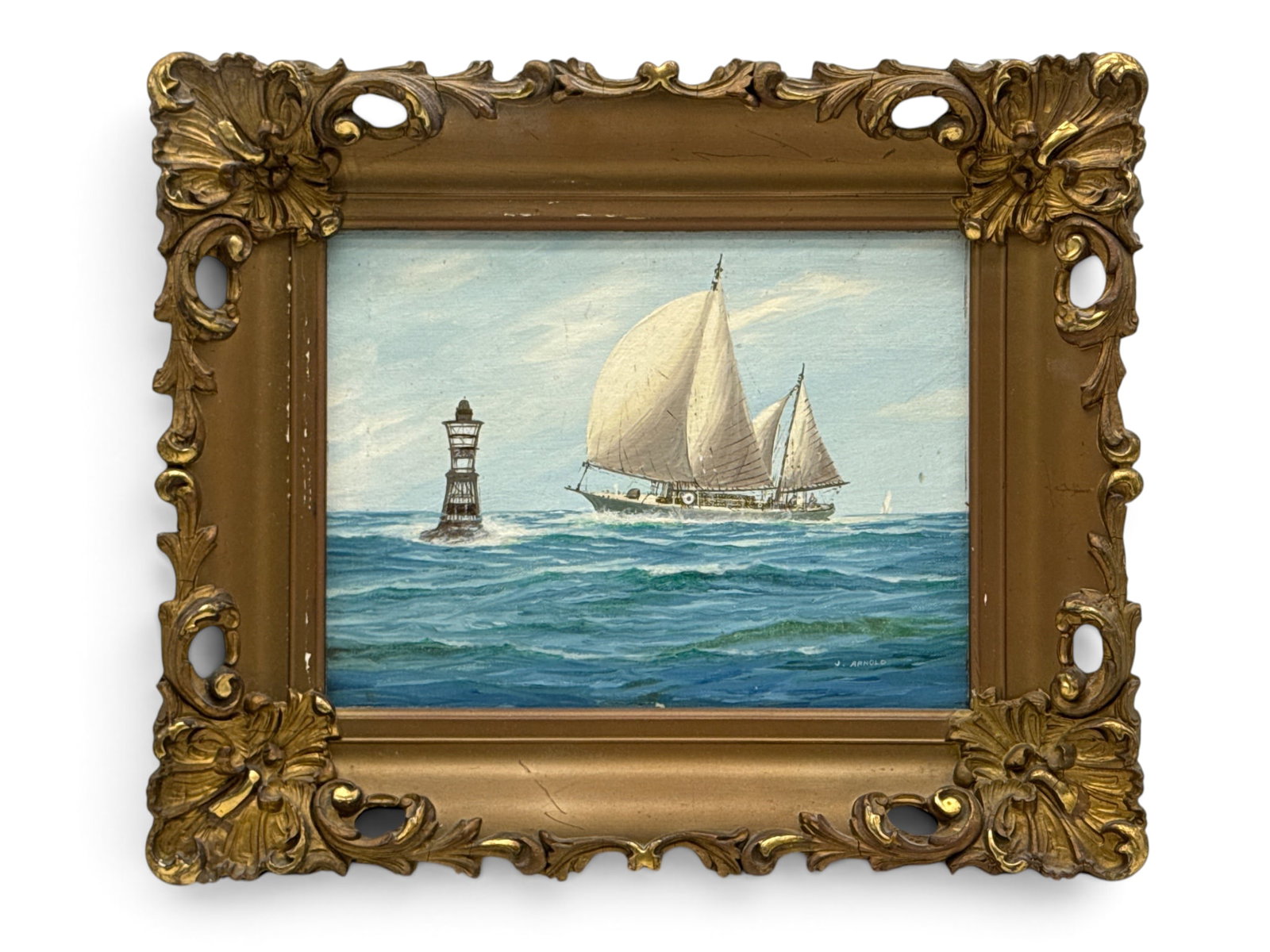 J. Arnold Oil/Panel: Ship Seascape (1 of 4)