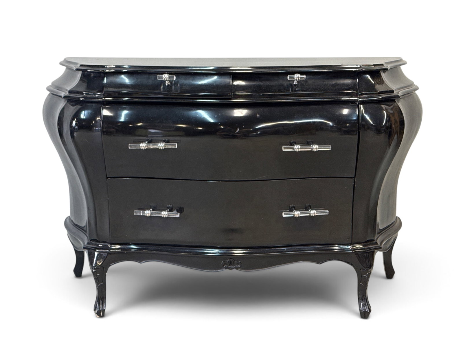 Black Gloss Painted Bombe Chest of Drawers (1 of 5)